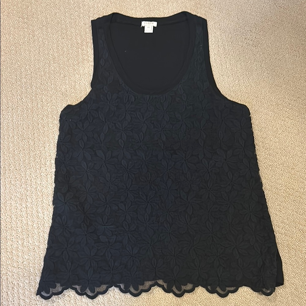J.Crew Black Floral Lace Tank Top